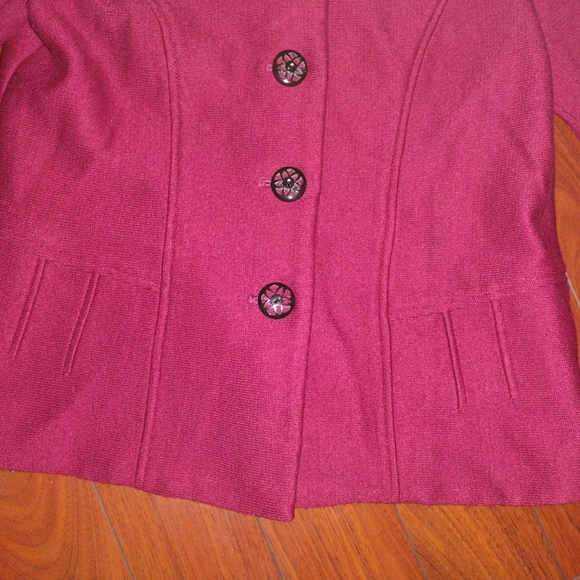 Coldwater Creek Knit Jacket Front Designer Buttons Burgundy Red Sz 8p - Picture 4 of 8